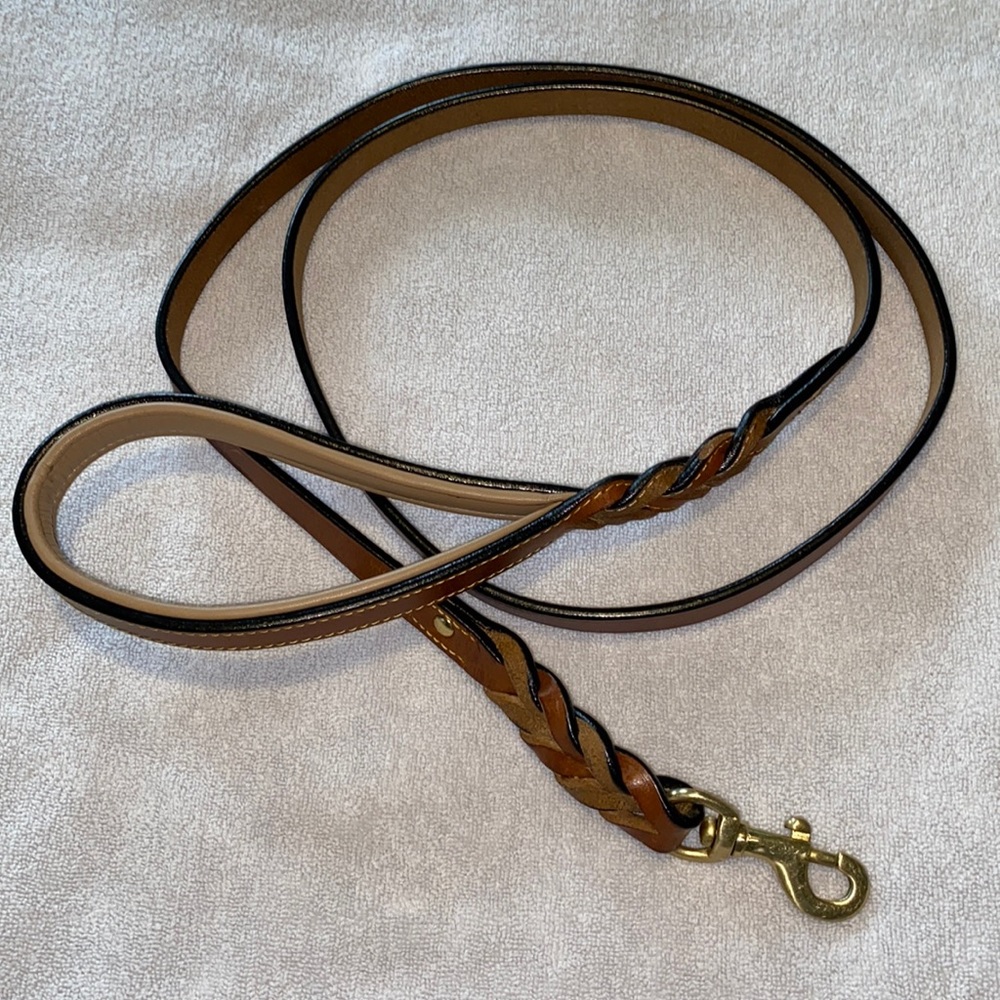 - Never used, soft touch leather dog leash 56”x1” brown, brass hardware. E…